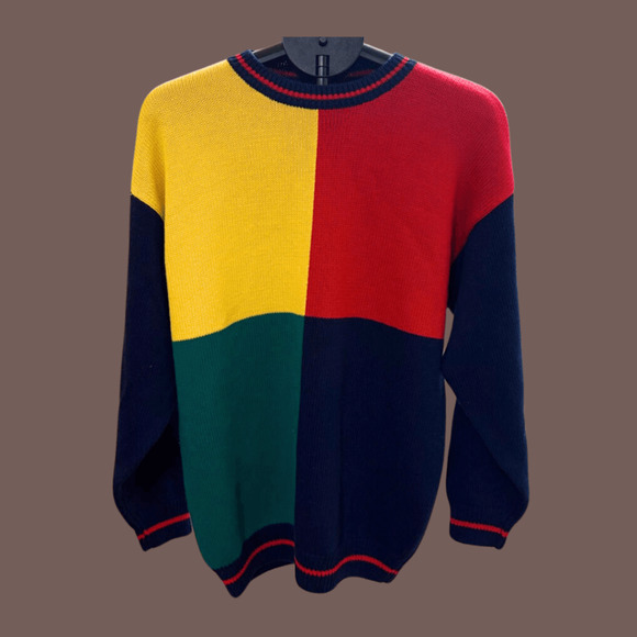 Charter Club Color Block Sweater | Cotton Multicolor | Size M | Vintage - Picture 1 of 4